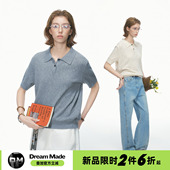 镂空半袖 Dream T恤男生上衣 男夏季 新款 made 老钱风polo领针织短袖