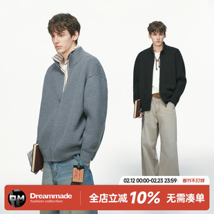 Dream made 老钱风立领开衫毛衣男秋冬季休闲内搭男生针织衫外套