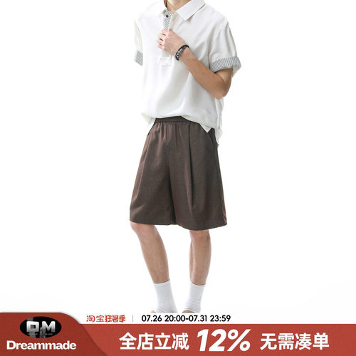 Dream made老钱风新贵外穿直筒短裤男款夏季轻奢休闲直筒五分裤子