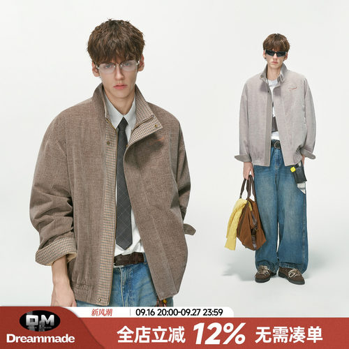 Dream made 铜氨树纹肌理感复古千鸟格夹克男款秋季cleanfit外套