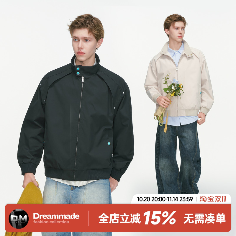 Dream made 美式立领绿松石飞行教练夹克男春秋季短款冲锋衣外套