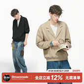 Dream 老钱风新贵上衣 卫衣男秋季 made 假两件平驳领短宽boxy西装