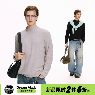 Dream made 自发热半高领卫衣男秋冬季内搭长袖T恤打底衫男生上衣
