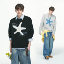 Dream made美式设计感海星刺绣毛衣男生秋冬季加厚内搭情侣针织衫