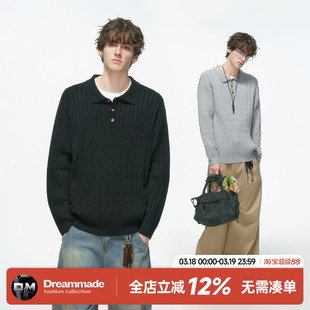 Dream made老钱风新贵polo领毛衣男款春季内搭正肩针织衫男生上衣
