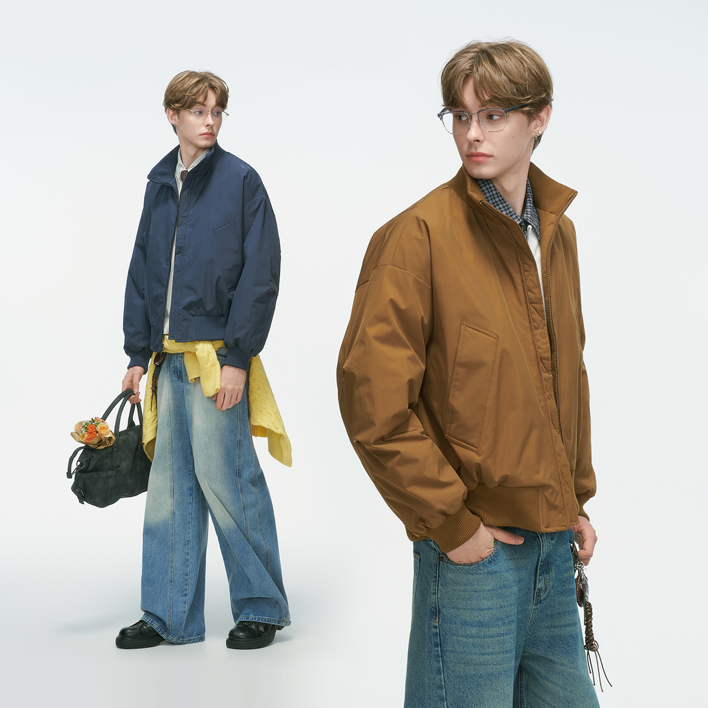 Dream made 90白鸭绒琥珀流光立领羽绒服男冬季加厚保暖教练外套