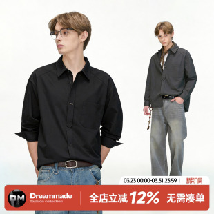 made美式 春季 高级感黑色长袖 男款 通勤休闲男生衬衣外套 衬衫 Dream