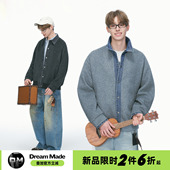 新款 Dream made老钱风绵羊毛混纺外套男春秋季 假两件牛仔拼接夹克