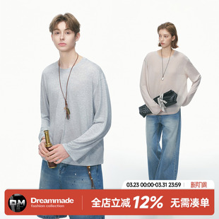 made 打底罩衫 老钱风莱赛尔长袖 新款 超薄上衣 T恤男女春夏季 Dream