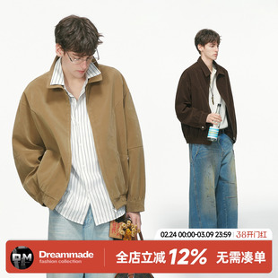 Dreammade 美式巴恩风麂皮绒短宽夹克男款春秋季cleanfit男生外套