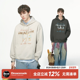 Dream made 美式好运鸭重磅硬挺连帽卫衣男款秋冬季男生帽衫外套