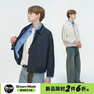 飞行夹克男春秋季 假两件cleanfit短款 格子男生外套 made美式 Dream