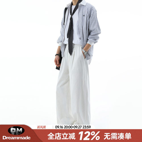 Dream made 美式白色休闲裤男款夏季直筒工装裤2026新款男生裤子