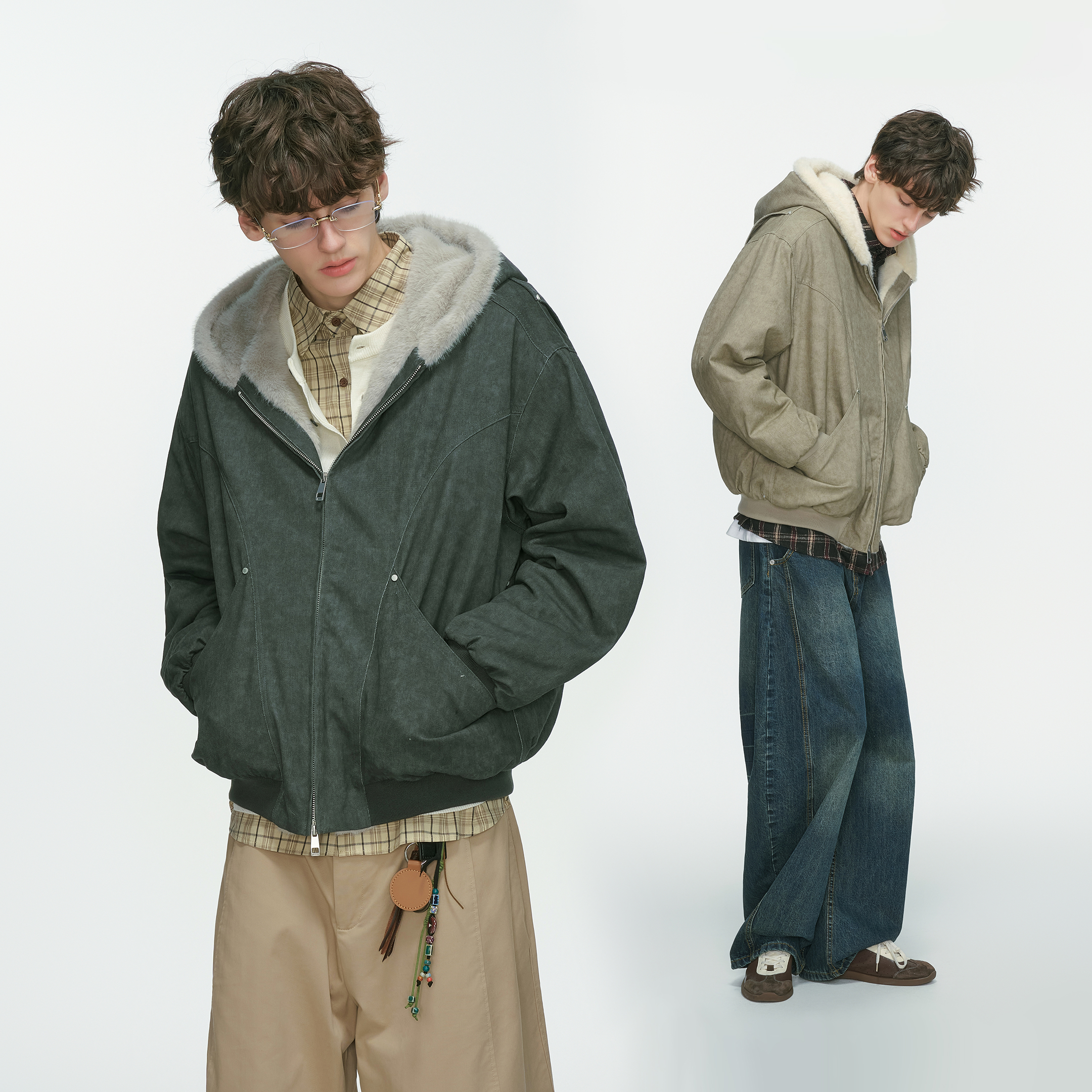 Dream made 美式cleanfit座山雕短款外套男冬季加绒加厚工装棉服