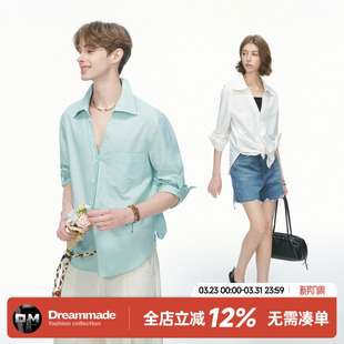 男女春秋季 Dream 衬衫 老钱风亚麻通勤长袖 休闲极简白色衬衣 made