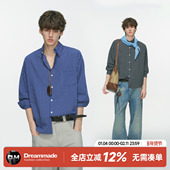 made 男款 美式 Dream 高级感蓝色格子长袖 衬衫 春秋季 内搭休闲衬衣