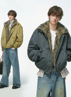 Dream made 狼王座山雕外套男冬季加厚棉服重磅工装棉衣男生棉袄