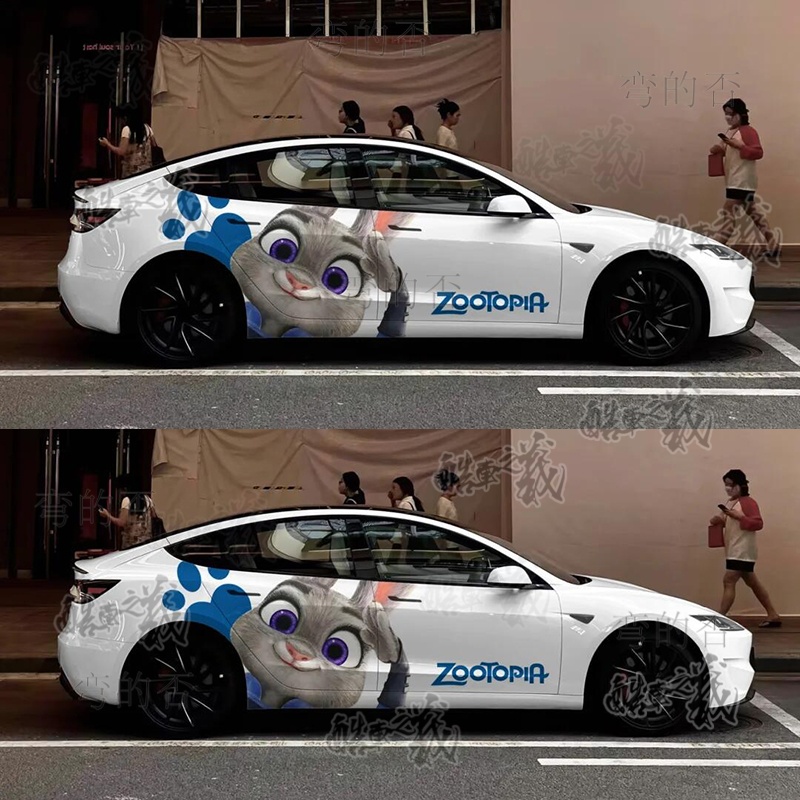 适用于疯狂动物城2model3焕新版卡通动漫朱迪迪克车身贴拉花定制