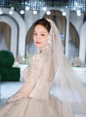 【云湄】婚纱2025新款新娘气质宫廷风奢华重工主纱拖尾礼服秋冬