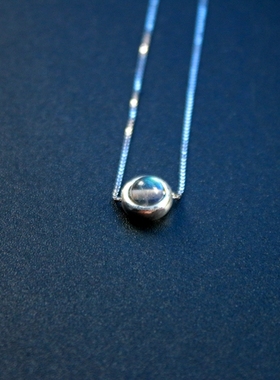 天然水晶月光石925纯银项链 百搭纯银锁骨链