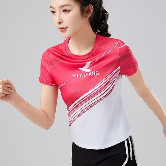 白蓝吸汗短袖透气运动休闲夏季女
