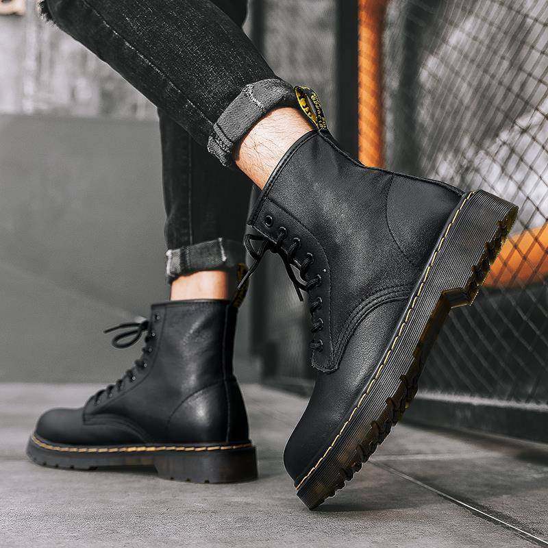 dr马丁靴男高筒英伦风8孔1460软皮情侣靴子冬季加绒真皮机车靴ins