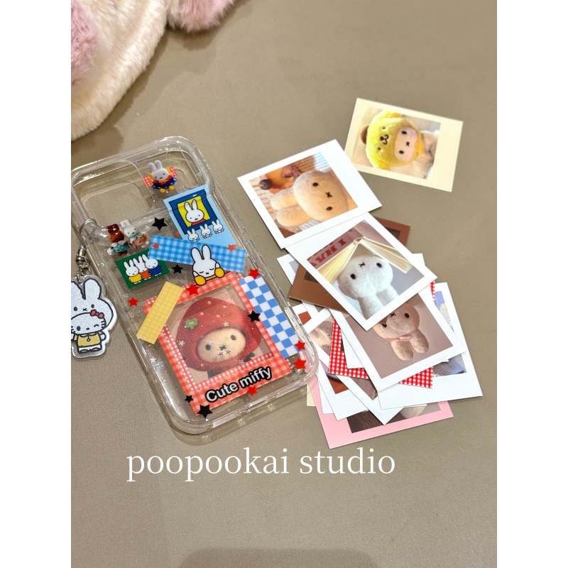 PooPookai可爱卡通相框米菲兔照片适用于苹果16/17promax/iPhone15pro手机壳女款14全包防摔13保护套