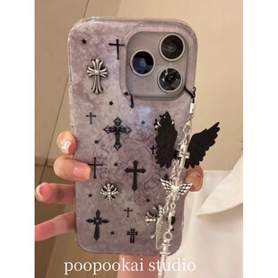 PooPookai 高级感复古立体十字架适用于苹果16/17promax/iPhone15pro手机壳女款14全包防摔13保护套