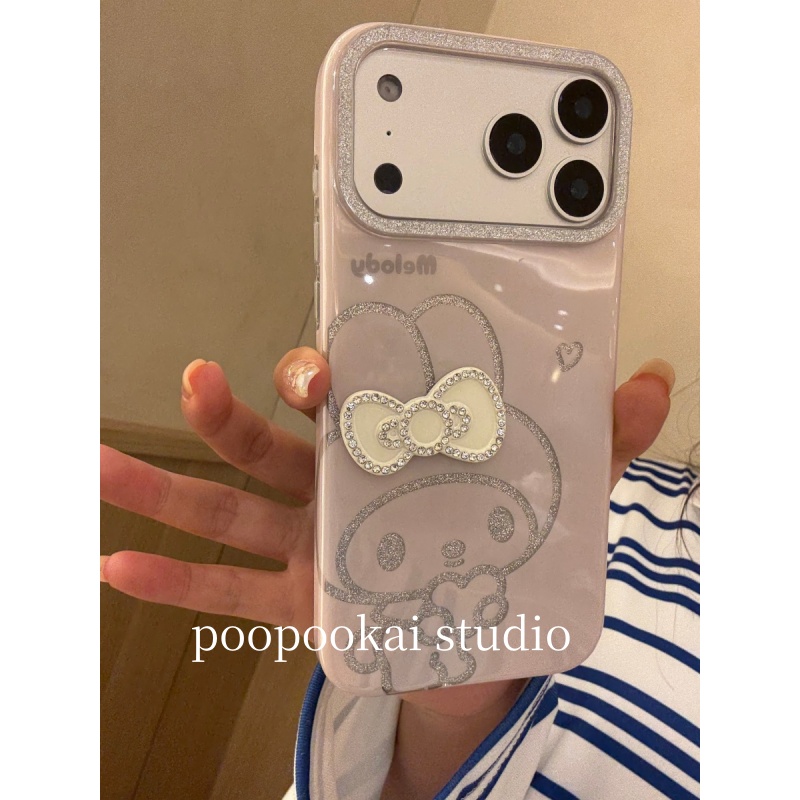 PooPookai 可爱闪粉蝴蝶结美乐蒂适用于苹果16/17promax/iPhone15pro手机壳女款14全包防摔13保护套