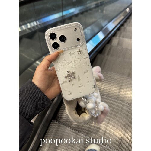 PooPookai ins韩系可爱兔子雪花立体适用于苹果16/17promax/iPhone15pro手机壳女款14全包防摔13保护套