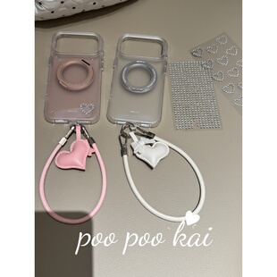 PooPookai小众简约透明360支架适用于苹果16/17promax/iPhone15pro手机壳女款14全包防摔13保护套