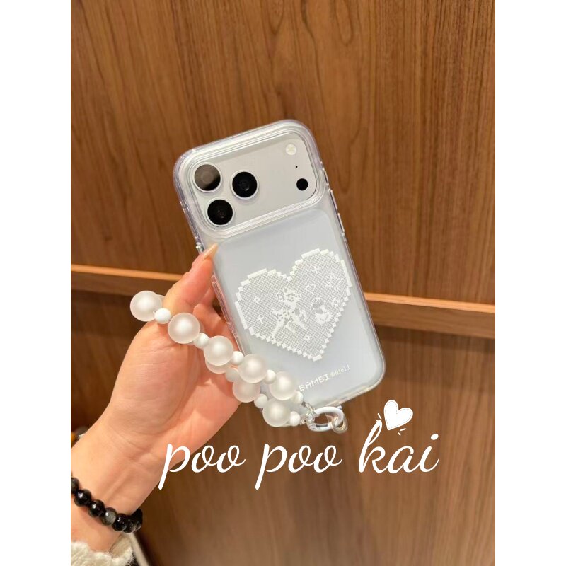 PooPookai氛围感白色像素爱心小鹿适用于苹果16/17promax/iPhone15pro手机壳女款14全包防摔13保护套