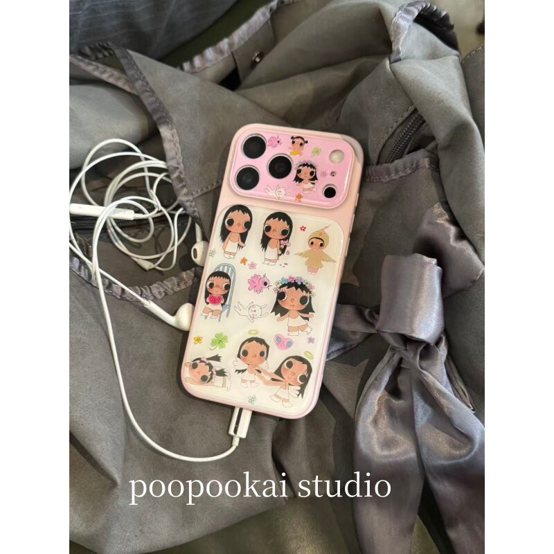 PooPookai可爱满屏花圈小插画玉适用于苹果16/17promax/iPhone15pro手机壳女款14全包防摔13保护套