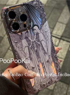 PooPooKai复古天使适用华为mate40/50/P60苹果1615iphone14手机壳13promax全包镜头保护套12防摔ins高级感pro