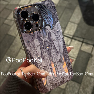 P60苹果15iphone14手机壳13promax全包镜头保护套12防摔11ins高级感pro PooPooKai复古天使适用华为mate40