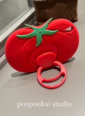 PooPookai红色西红柿硅胶支架iPad2025保护套第11代新款Air7/6/5适用苹果iPad10保护壳10.9平板Pro11寸