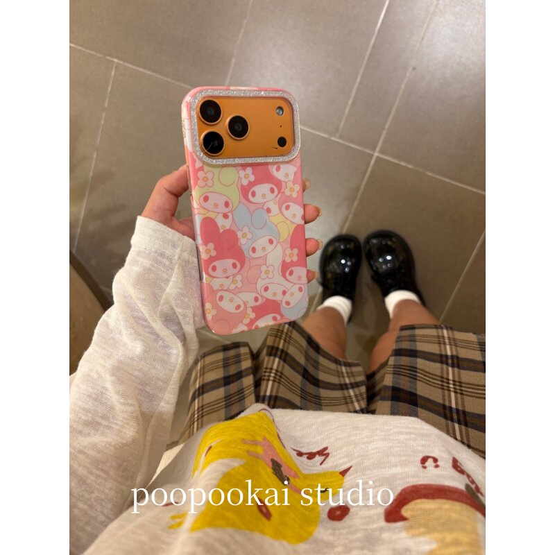PooPookai 可爱卡通满屏兔子头像适用于苹果16/17promax/iPhone15pro手机壳女款14全包防摔13保护套