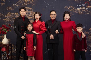 中式 儿童摄影服装 大红旗袍母女装 婚纱影楼正版 旗袍精致高档全家福