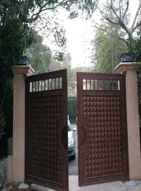 铸铝庭院门双开|双开铸铝庭院门|电动铸铝庭院门|不生锈庭院门