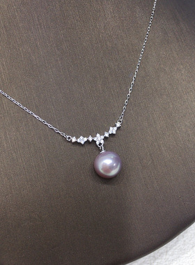 诸暨高品质5A级天然淡水珍珠项链妖紫色爱迪生仙女链真珍珠吊坠