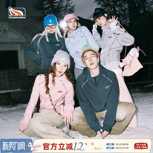 外套女 开衫 lemanism美式 潮流哈苏线撞色条纹连帽卫衣男2025情侣款