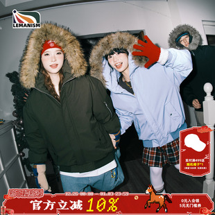 情侣款 lemanism美式 新款 2025冬季 派克服女 潮流毛领座山雕棉服男款