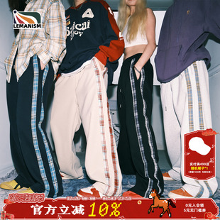 长裤 情侣拼接运动裤 潮牌 男2024春秋宽松直筒休闲裤 lemanism卫裤