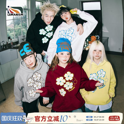 花朵印花连帽卫衣春秋季卫衣上衣