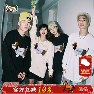 lemanism腊肠狗圆领长袖 女 T恤男2025春秋260g重磅情侣内搭打底衫
