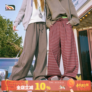 lemanism美式潮流格子休闲裤男款2026春季新款情侣款宽松直筒裤子