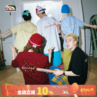 lemanism美式潮流字母印花短袖T恤男款2026新款情侣款宽松半袖女