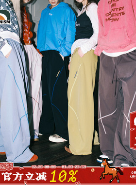 lemanism美式潮流撞色哈苏线字母直筒休闲裤男2025新款情侣款裤子