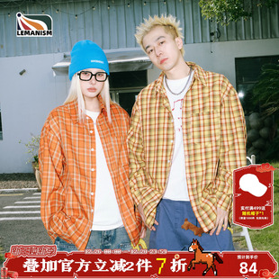 情侣款 lemanism美式 春秋季 男2026新款 宽松衬衣女 潮牌翻领格子衬衫
