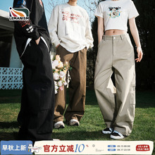 lemanism卡其色直筒工装裤男款2025春秋情侣款潮牌纯棉休闲长裤子